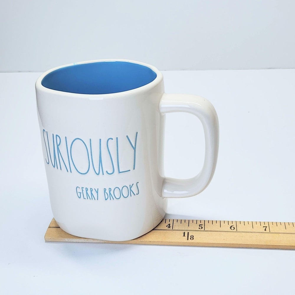 Rae Dunn Suriously Gerry Brooks Mug 20oz Ceramic Coffee Cup Blue Inside Artisan - Picture 8 of 9